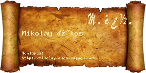Mikolay Ákos névjegykártya